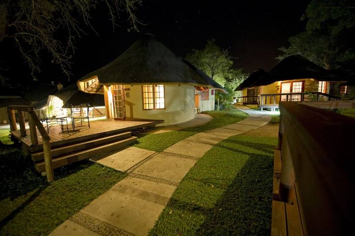 Rondavels at night, Elephant Plains
