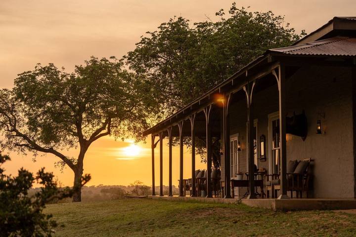 Veranda at sunset, Kirkman's Kamp