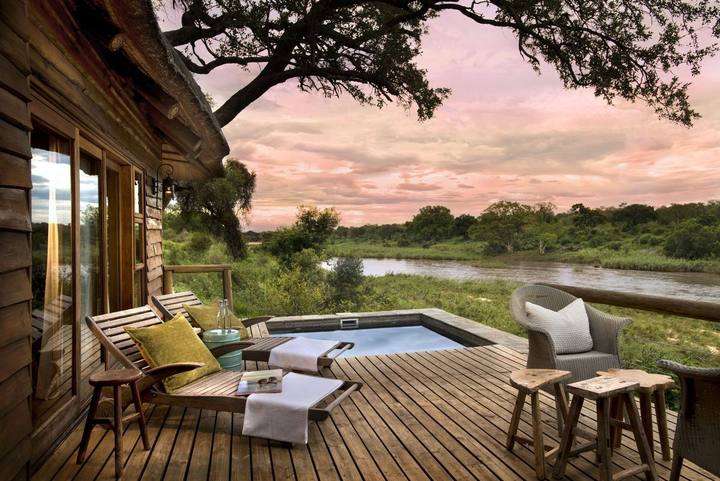 Suite deck at sunset, Lion Sands Narina Lodge