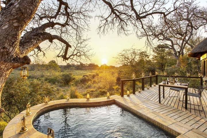 Suite pool at sunset, Lion Sands Tinga Lodge