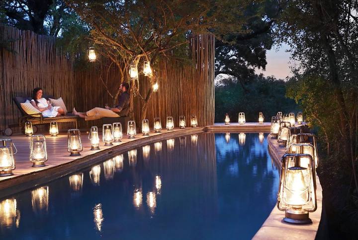 Pioneer Camp pool at dusk, Londolozi