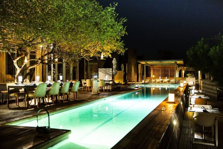 Pool at night, Singita Lebombo Lodge