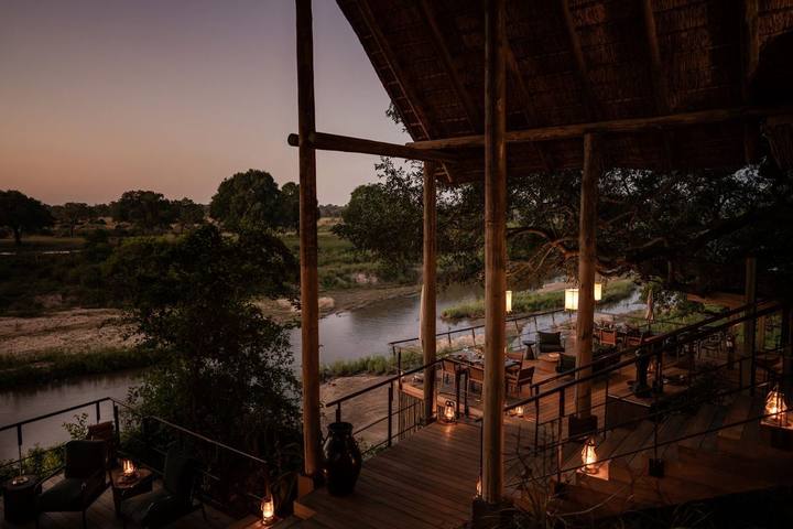 Ebony Lodge deck at sunset, Singita Sabi Sand